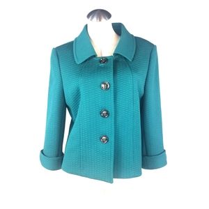 Tahari Size 12 Teal Green Blazer